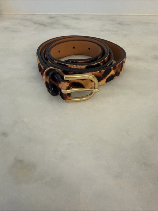 J. Crew Accessories - J. Crew Calf Hair Leopard Print Narrow Belt with Gold Buckle